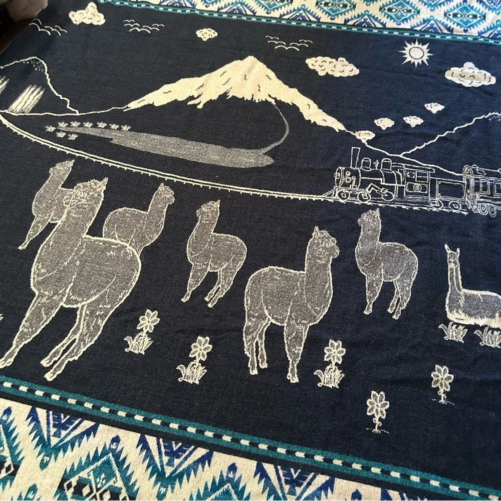 Casa De Alpaca Wool HandmadeReversible Ecuadorean Blanket NativePatterns#1201258